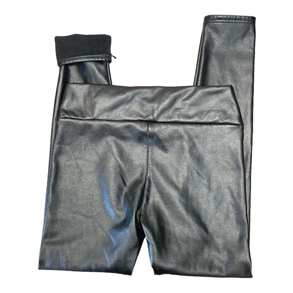 Fashion Women Black Vinil Leggings SZ Large Junior. Faux Fur Lined. NO SIZE TAGS - Picture 8 of 8